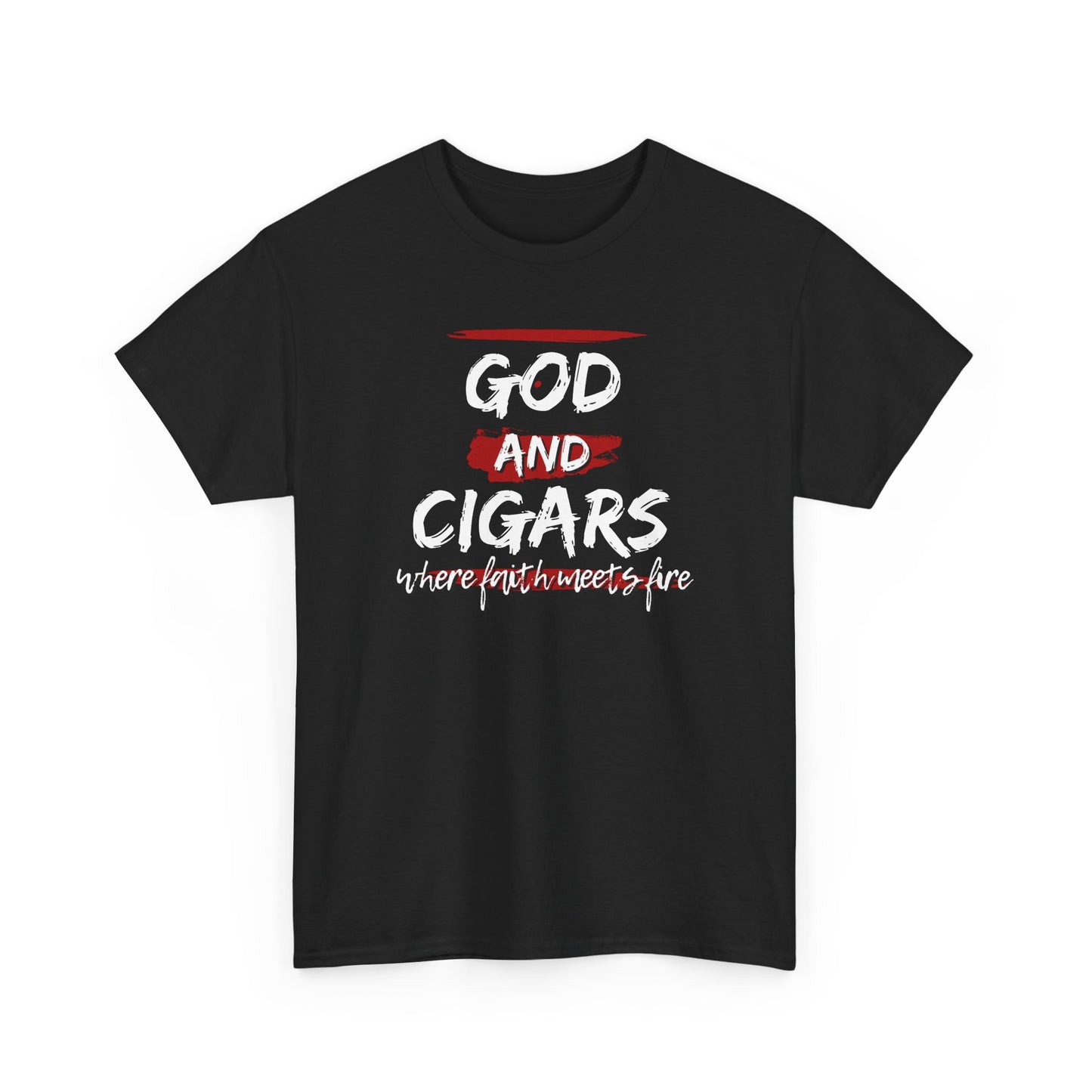 God & Cigars Unisex Tee - Where Faith Meets Fire Shirt (Red)