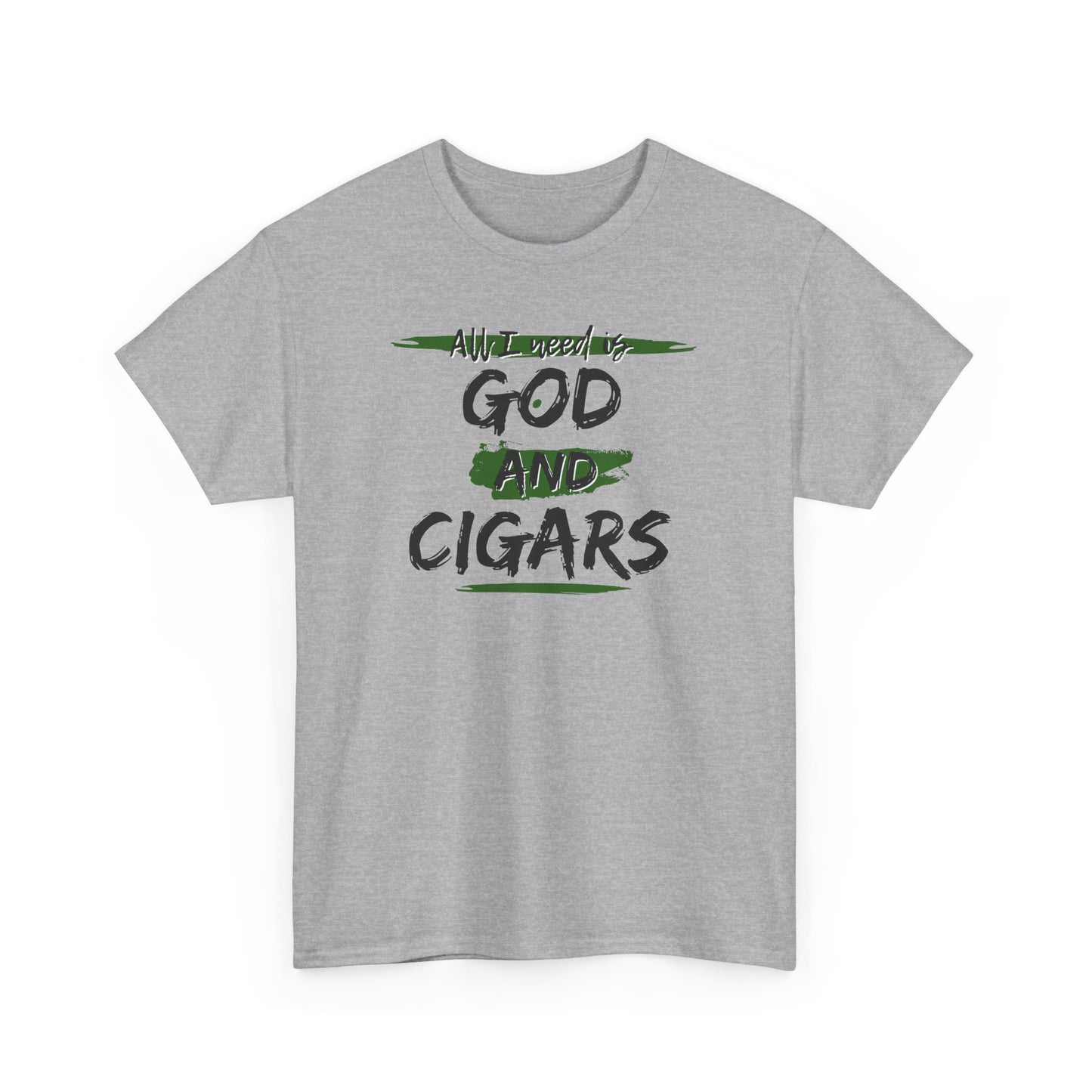 Cigar Lover Unisex Tee – ‘All I Need is God & Cigars' (Green)