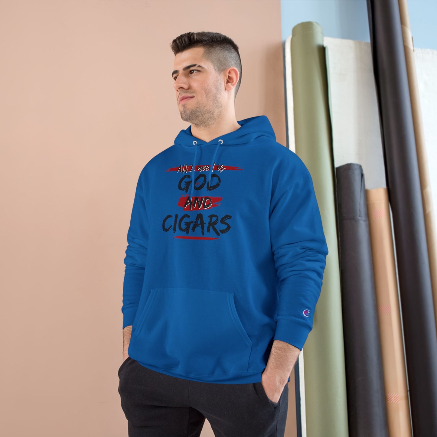 Champion Hoodie - God & Cigars - All I Need (Red)
