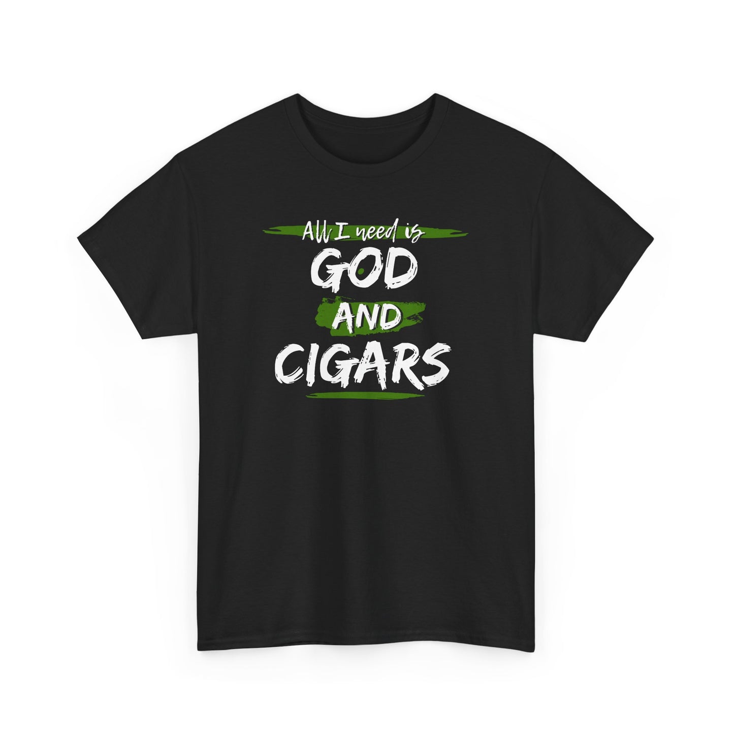 Cigar Lover Unisex Tee – ‘All I Need is God & Cigars' (Green)