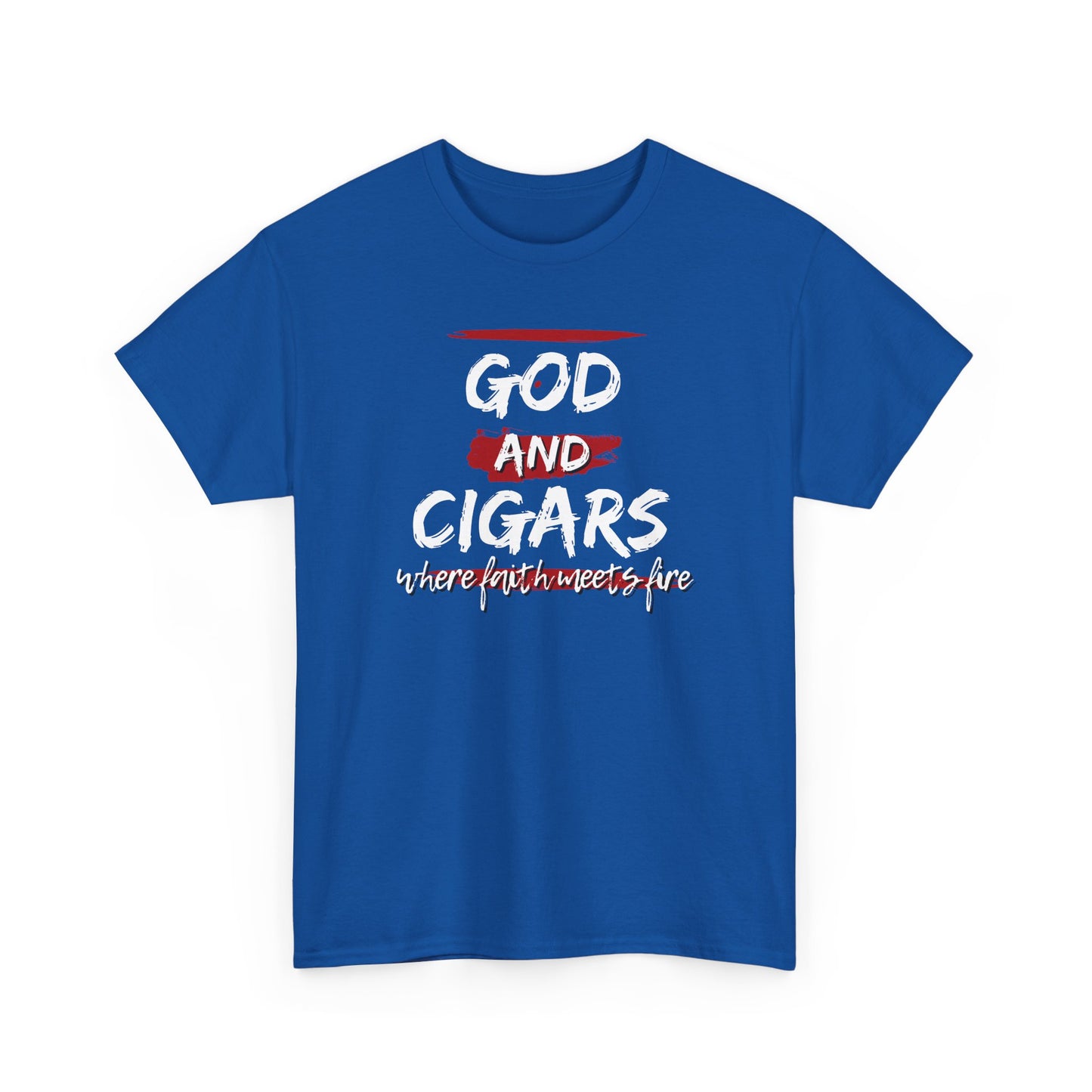 God & Cigars Unisex Tee - Where Faith Meets Fire Shirt (Red)