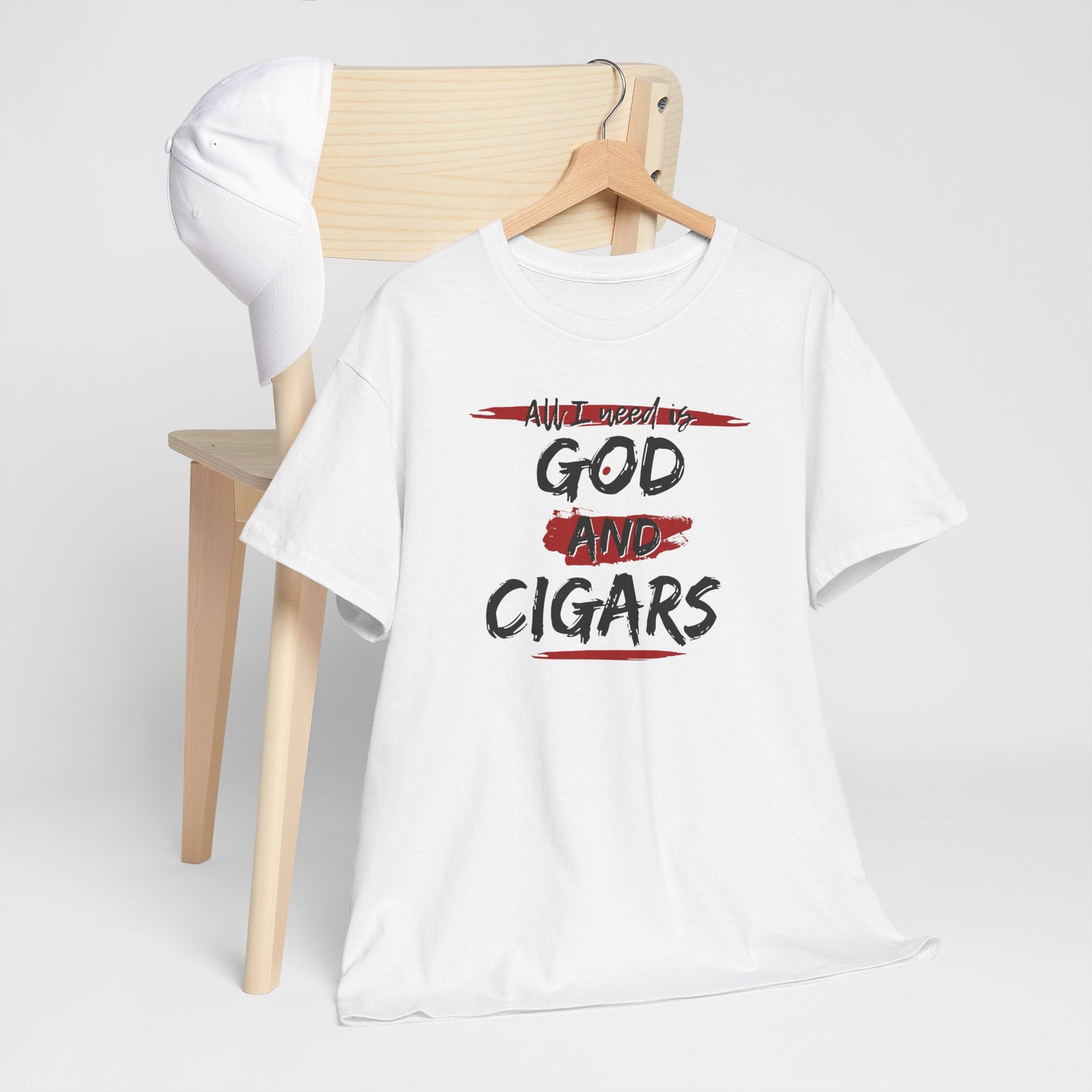 Cigar Lover Unisex Tee – ‘All I Need is God & Cigars' (Red)