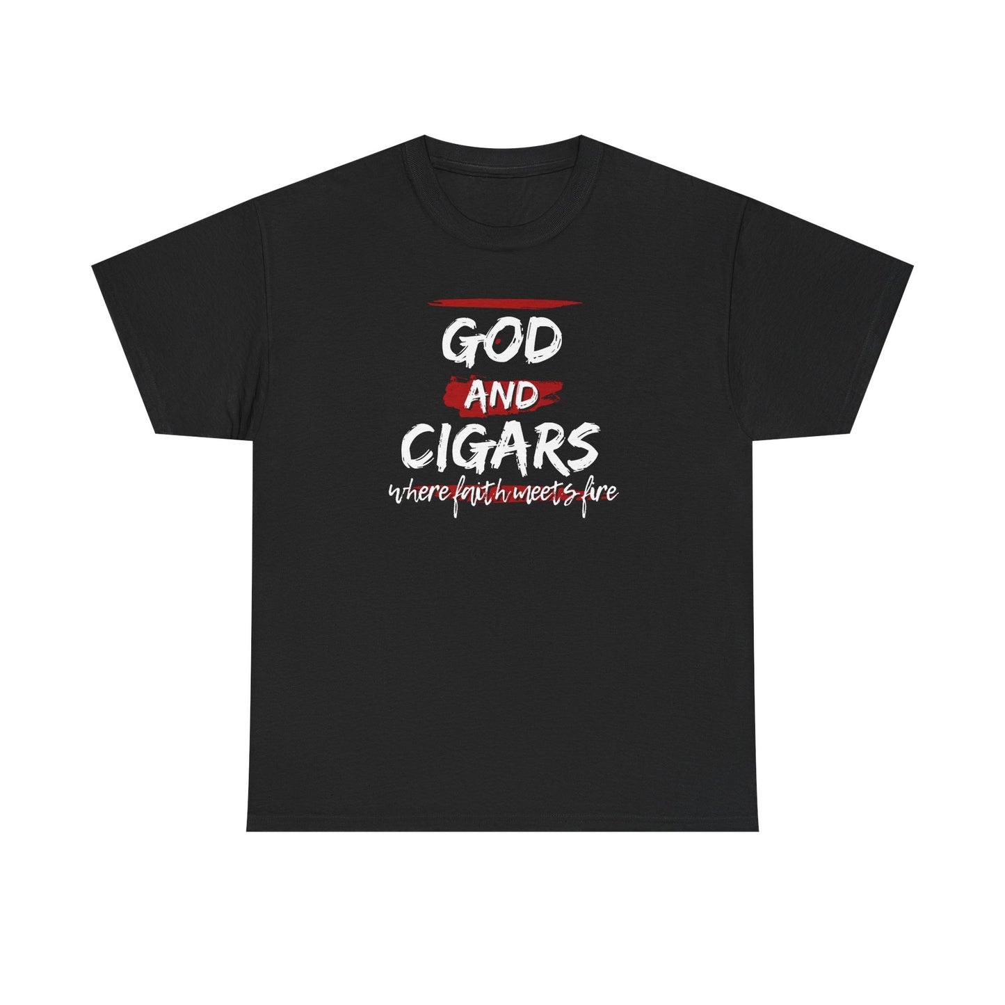 God & Cigars Unisex Tee - Where Faith Meets Fire Shirt (Red)
