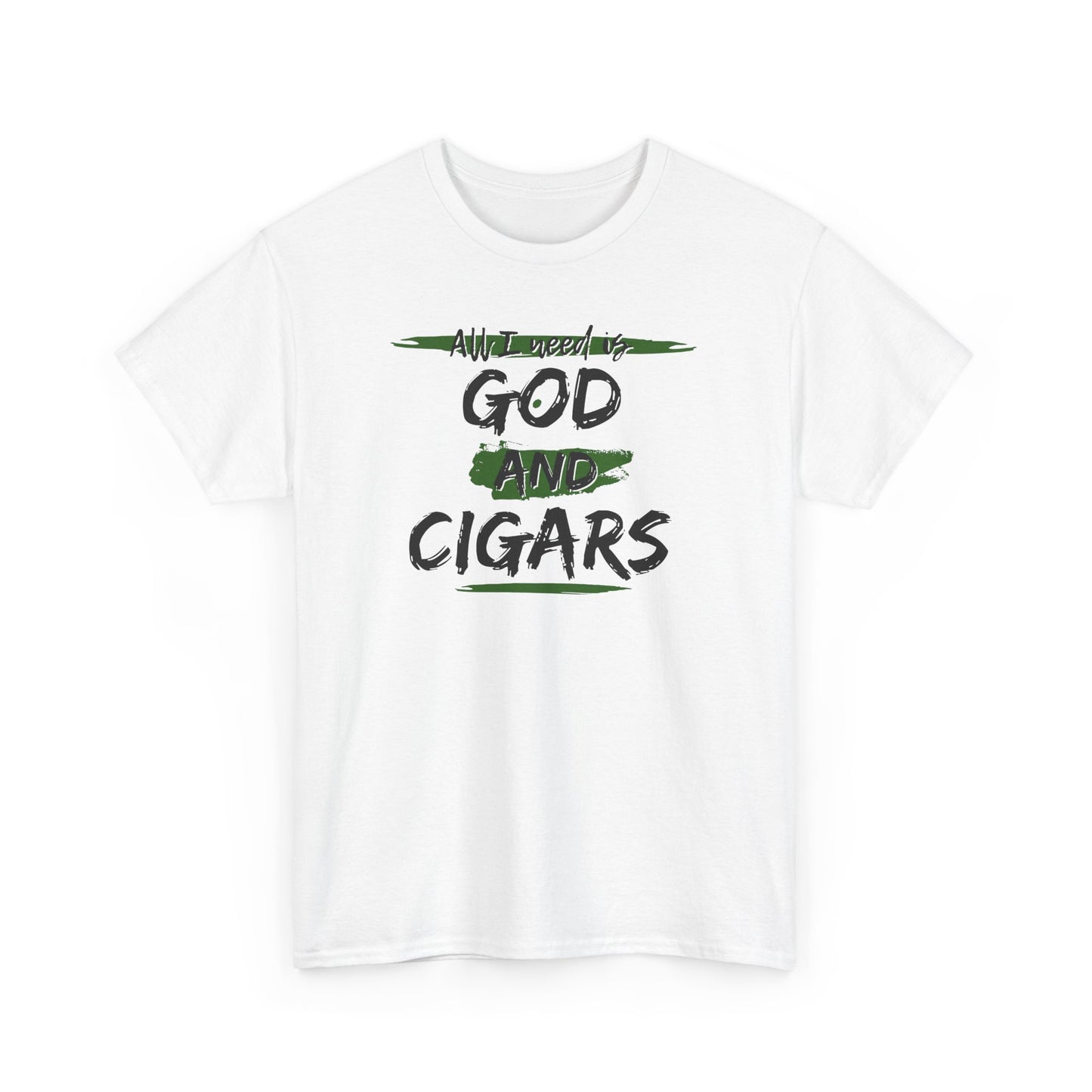 Cigar Lover Unisex Tee – ‘All I Need is God & Cigars' (Green)