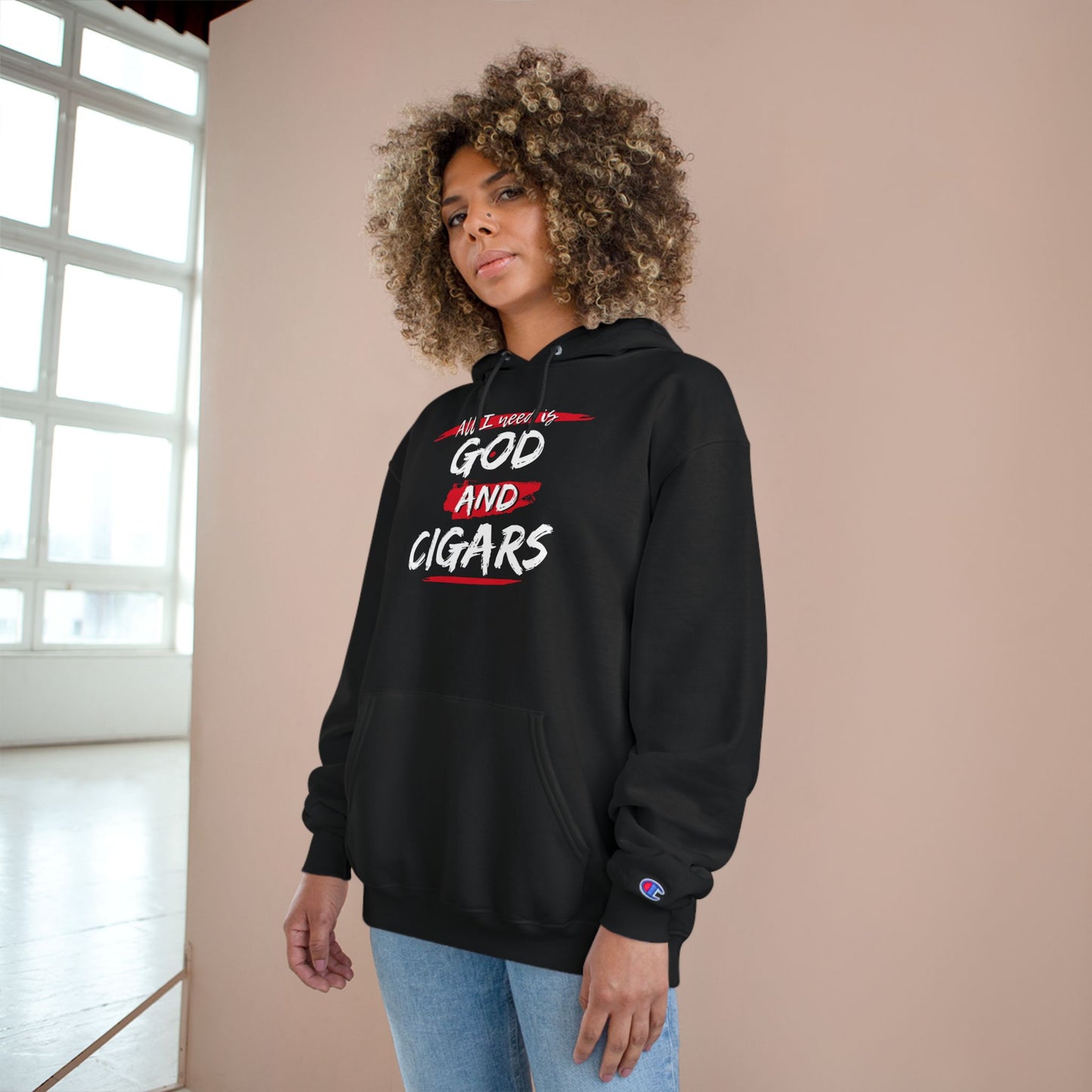Champion Hoodie - God & Cigars - All I Need (Red)
