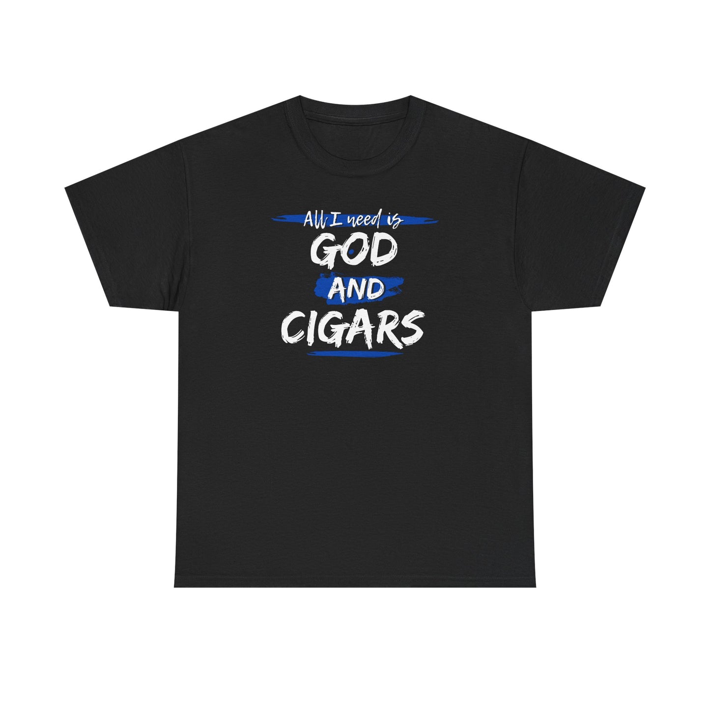 Cigar Lover Unisex Tee – ‘All I Need is God & Cigars' (Blue)