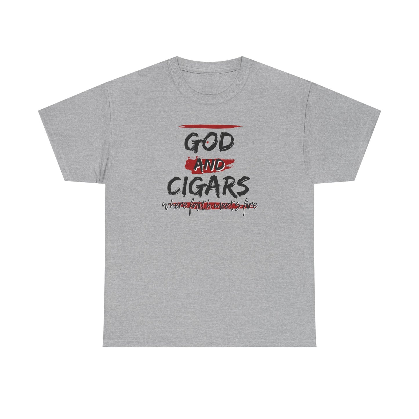 God & Cigars Unisex Tee - Where Faith Meets Fire Shirt (Red)