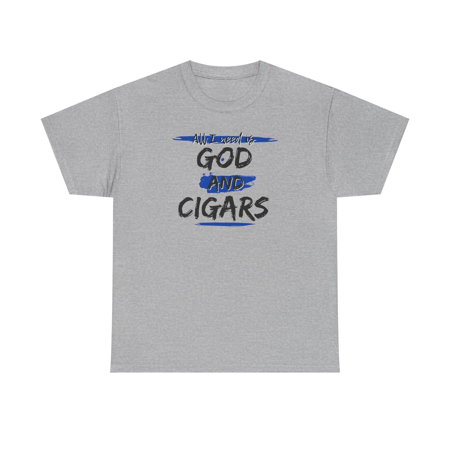 Cigar Lover Unisex Tee – ‘All I Need is God & Cigars' (Blue)