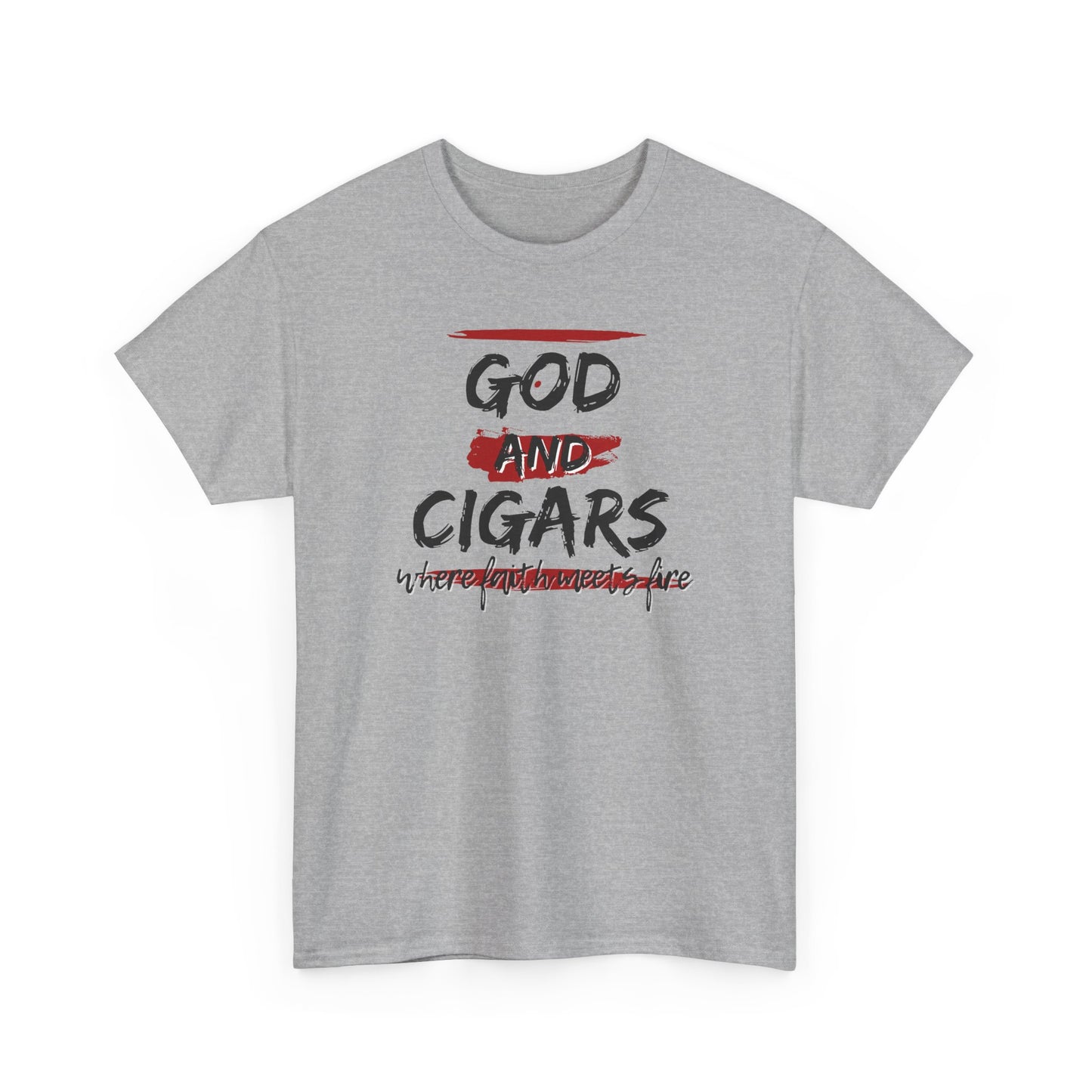 God & Cigars Unisex Tee - Where Faith Meets Fire Shirt (Red)