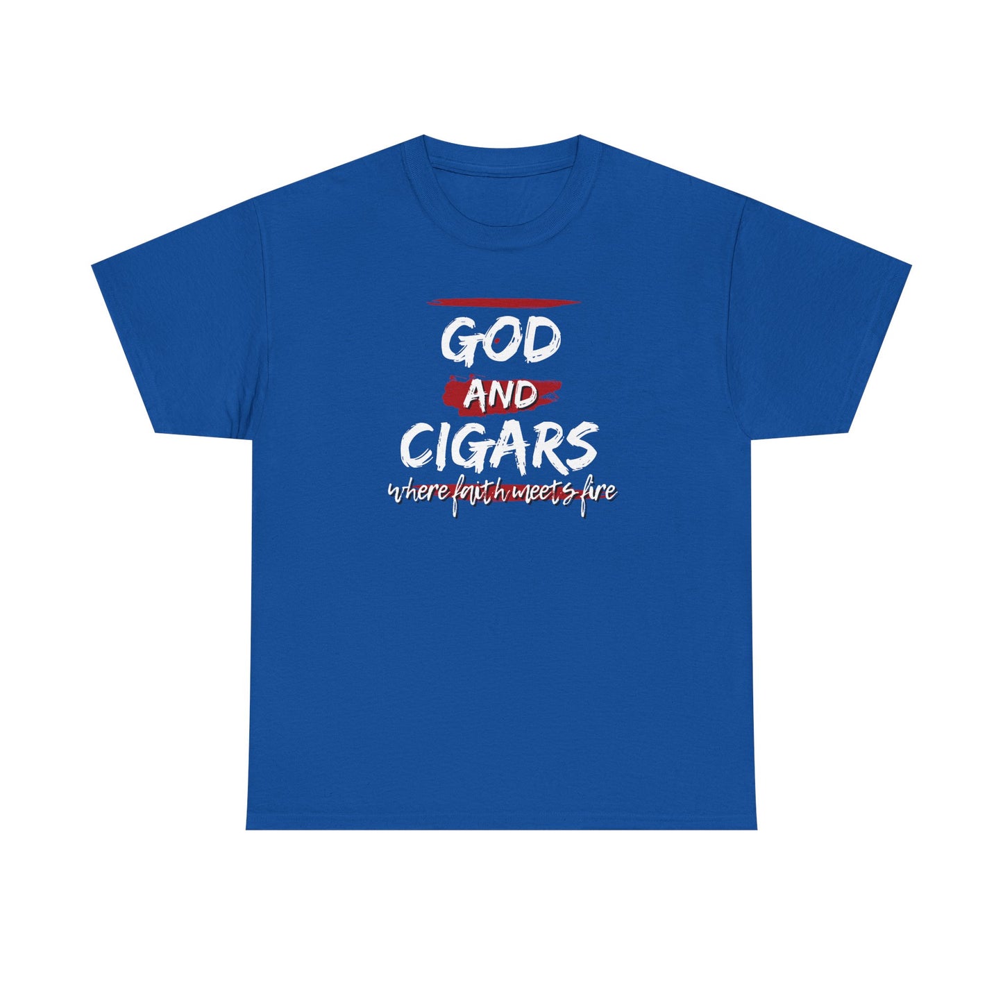 God & Cigars Unisex Tee - Where Faith Meets Fire Shirt (Red)