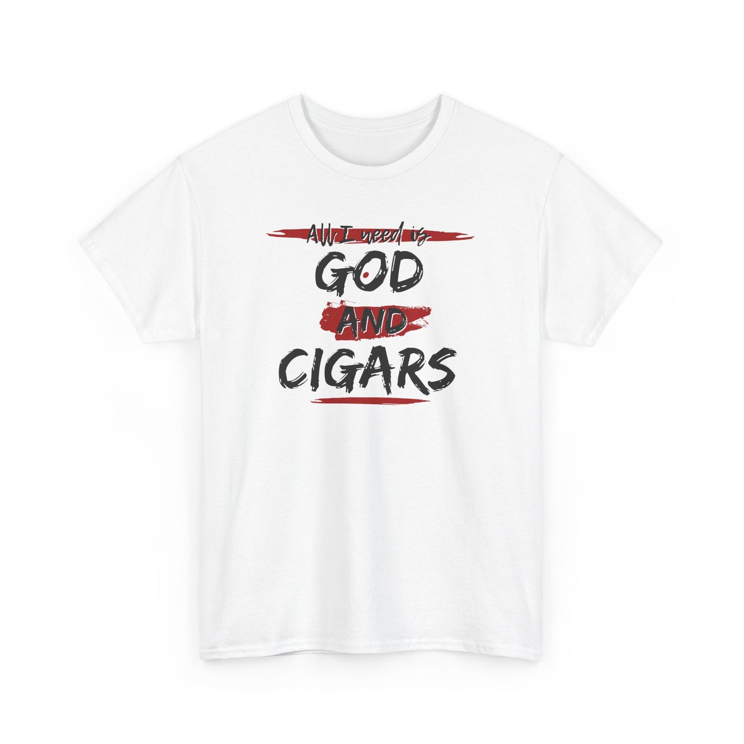 Cigar Lover Unisex Tee – ‘All I Need is God & Cigars' (Red)