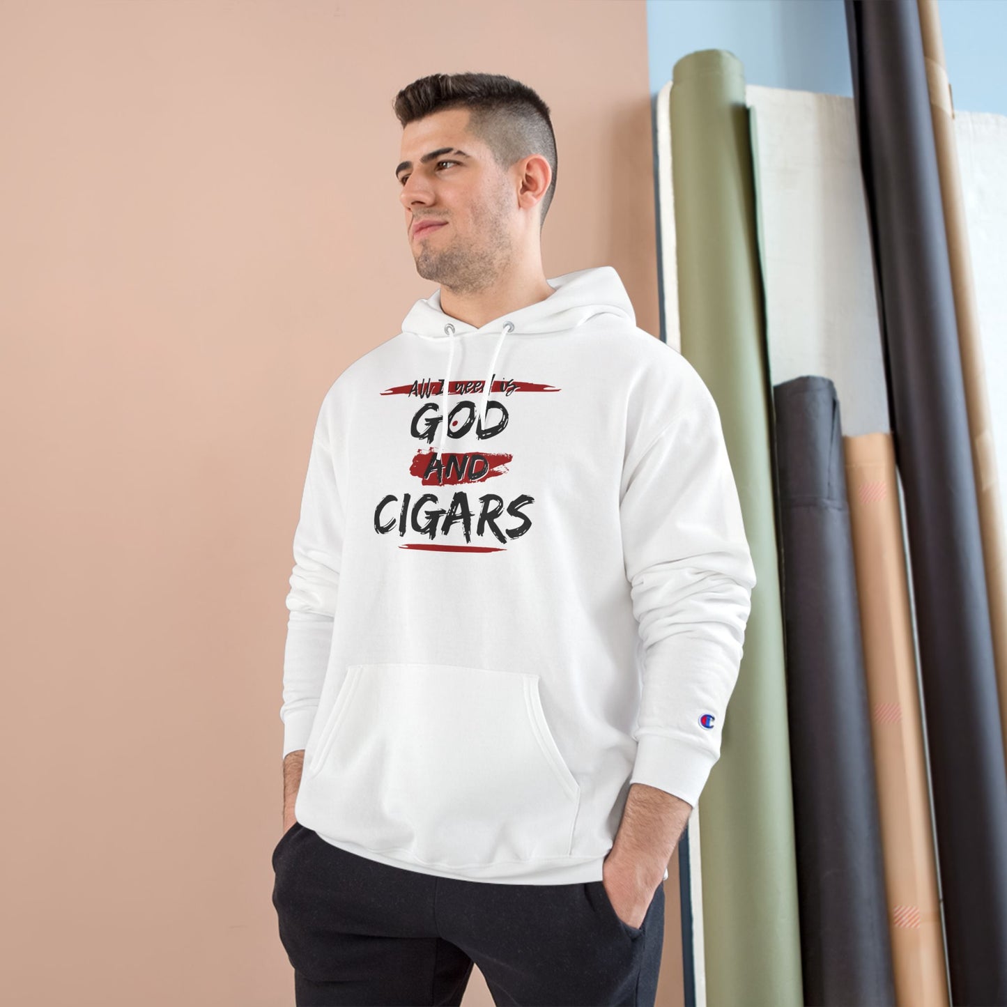 Champion Hoodie - God & Cigars - All I Need (Red)