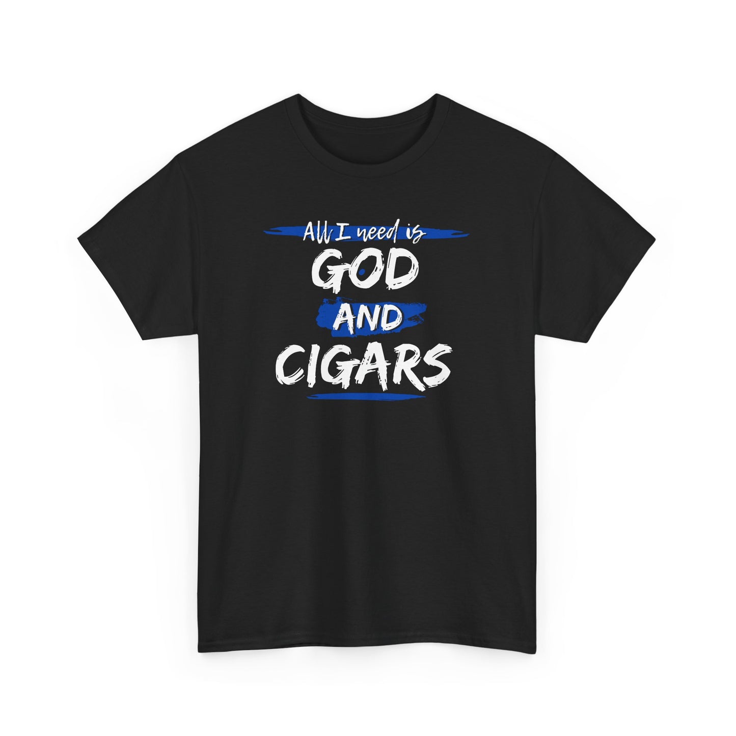 Cigar Lover Unisex Tee – ‘All I Need is God & Cigars' (Blue)