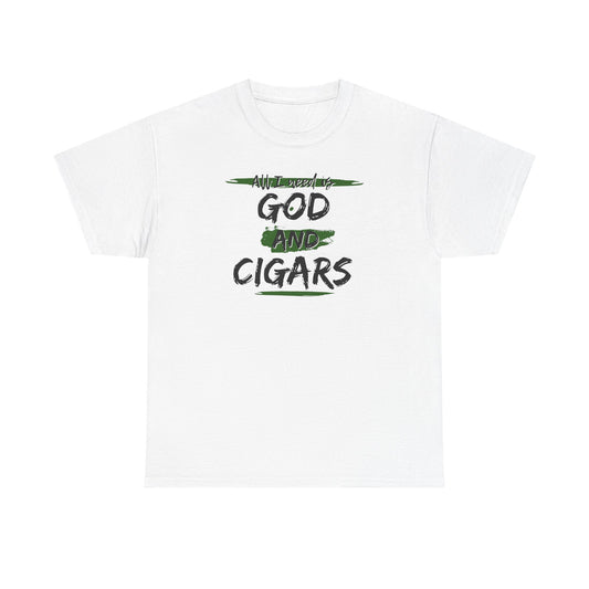 Cigar Lover Unisex Tee – ‘All I Need is God & Cigars' (Green)