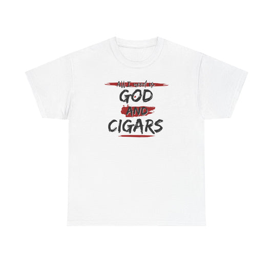 Cigar Lover Unisex Tee – ‘All I Need is God & Cigars' (Red)