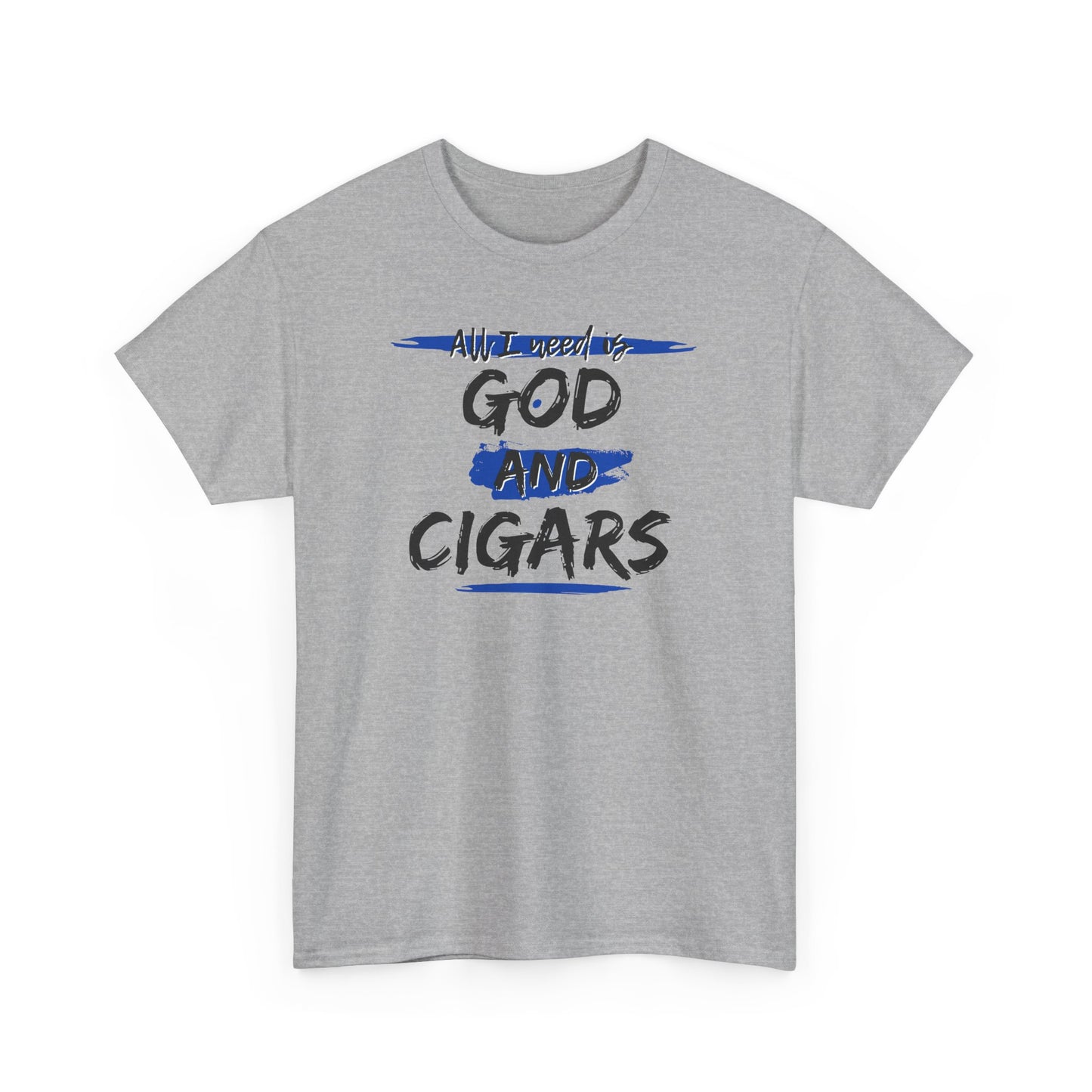 Cigar Lover Unisex Tee – ‘All I Need is God & Cigars' (Blue)
